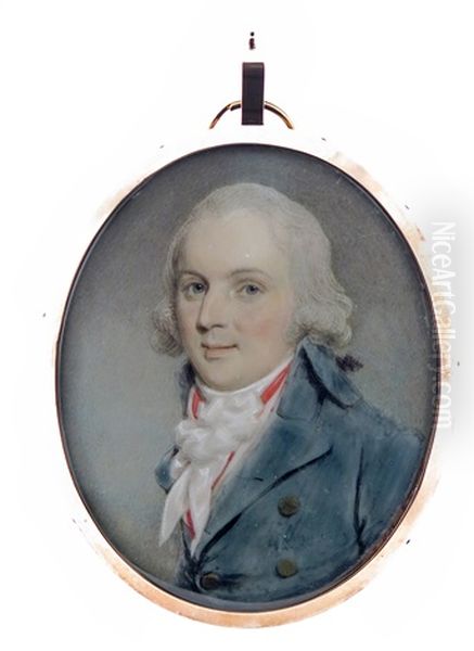 Portrait Miniature Of A Gentleman Oil Painting by Samuel Shelley