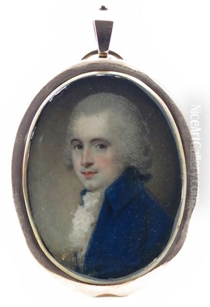 Portrait Miniature Of A Gentleman Head And Shoulders Oil Painting by Samuel Shelley