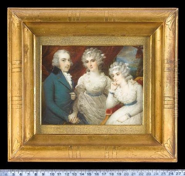 A Family Group Oil Painting by Samuel Shelley