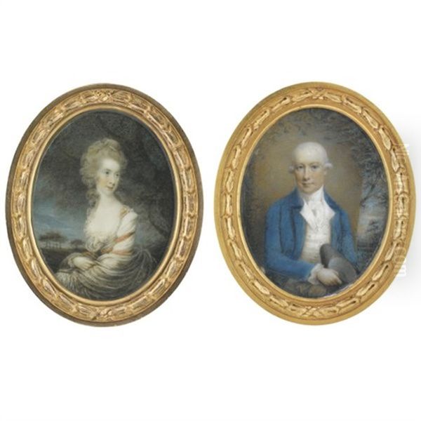 Portraits Of Thomas Ludbey And His Wife, Jane Ludbey, Nee Evans (pair) Oil Painting by Samuel Shelley