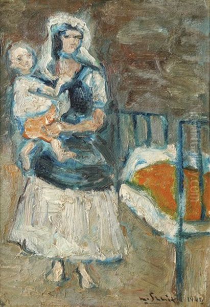 Mother And Son, 1944 by Menachem Shemi