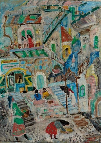 Courtyard In Safed by Menachem Shemi