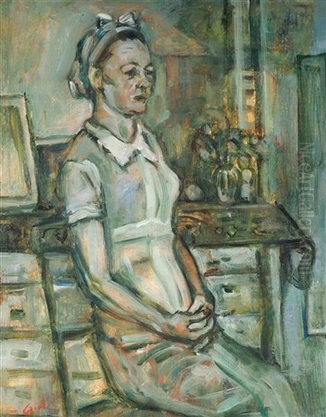 Woman In The Kitchen Oil Painting by Menachem Shemi