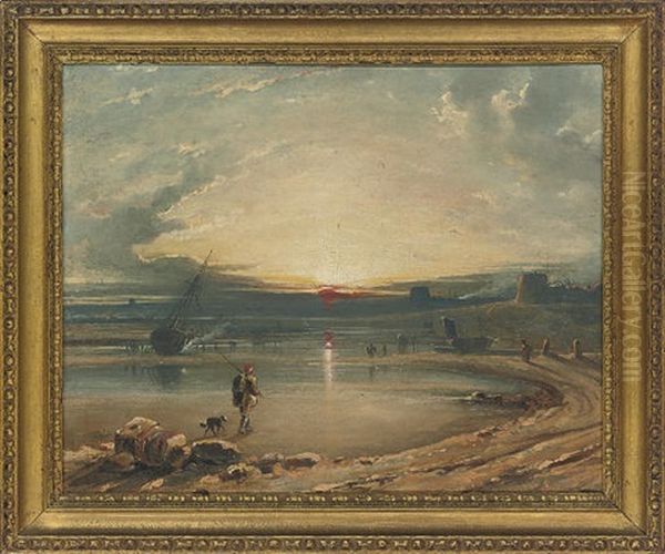 Sussex Coast At Sunset Oil Painting by George Sidney Shepherd