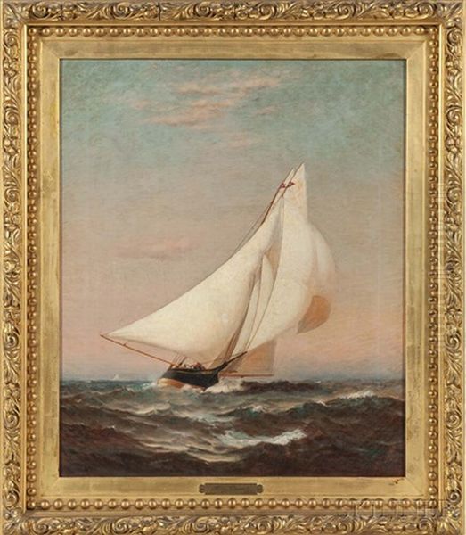 Portrait Of A Sailing Yacht Flying The Burgee Of The New York Yacht Club Oil Painting by J. Warren Sheppard