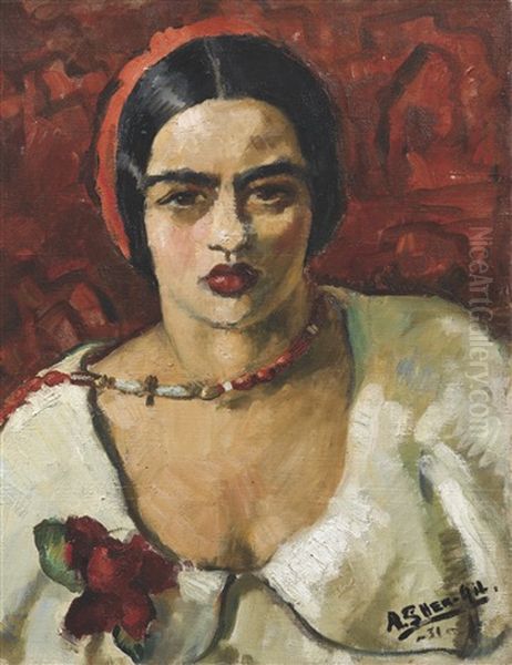 Untitled (self-portrait) Oil Painting by Amrita Sher-Gil