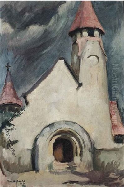 Untitled (hungarian Village Church) Oil Painting by Amrita Sher-Gil