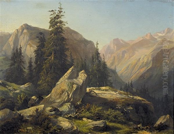 Sonnige Berglandschaft Oil Painting by Henrique Sheridan