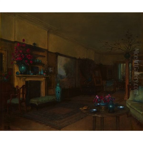 The Parlour, Judges' Lodgings At Wells, Somerset Oil Painting by George Sheringham