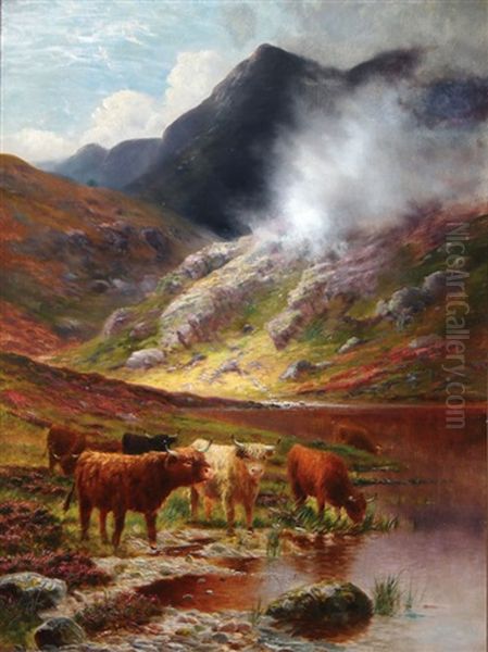 Scottish Highland Cattle Scene Oil Painting by Daniel Sherrin