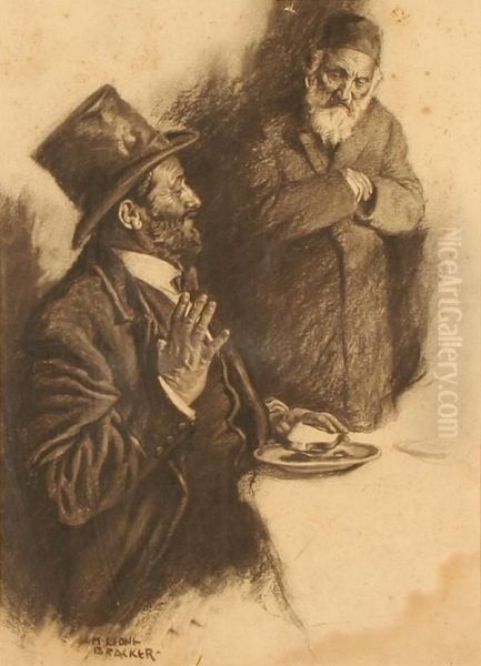 Temptation: The Rabbi And The Ham Sandwich Oil Painting by M. Leone Bracker