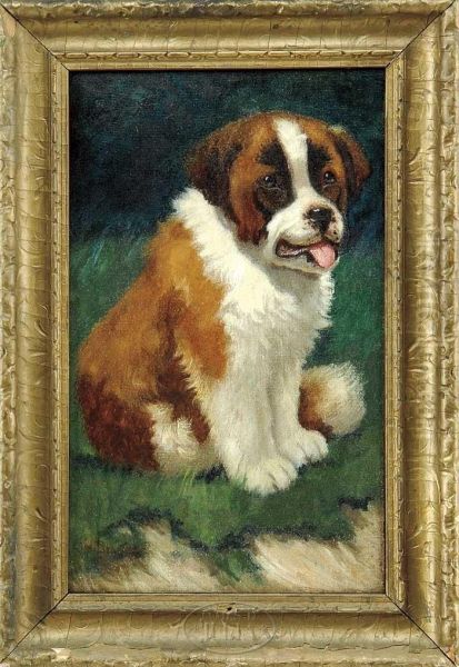 St. Bernard Pup Oil Painting by Sydney Lawrence Brackett