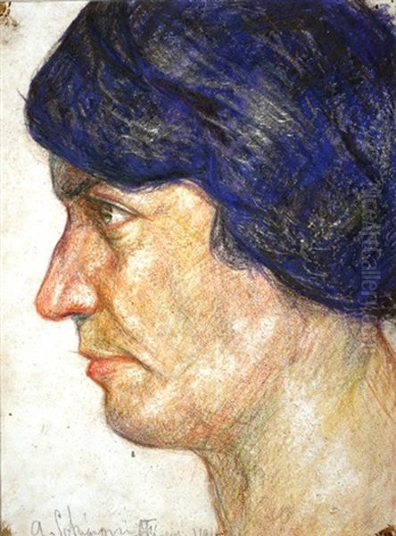 Cabeza Femenina De Perfil Oil Painting by Augusto Shiavoni