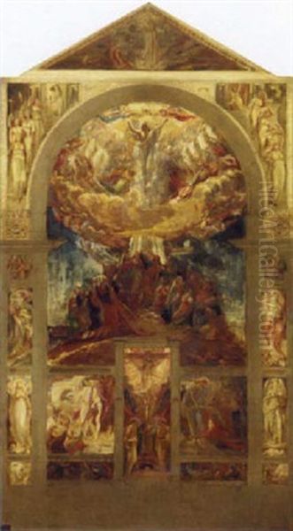 A Cartoon For The High Altar Of The Chapel Of The Ascension, Bayswater Road Oil Painting by Frederick James Shields