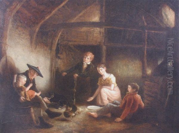 The Interior Of A Scottish Fisherman's Cottage Oil Painting by William Shiels