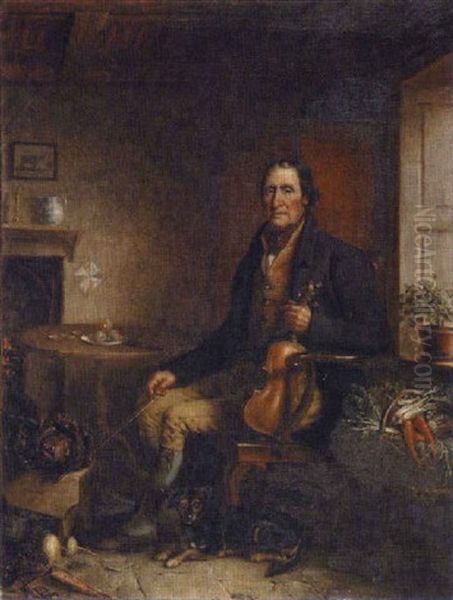 The Old Fiddler Oil Painting by William Shiels