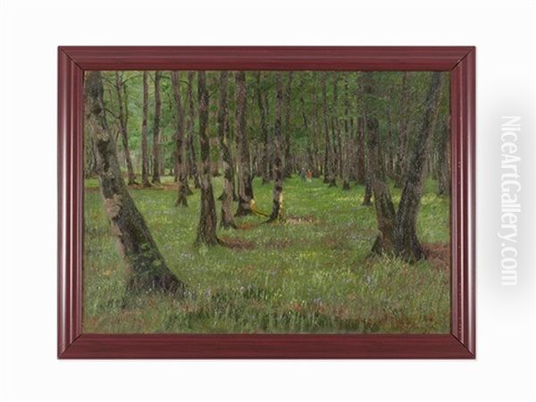 Forest Landscape With Walkers Oil Painting by Andrei Nikolaevich Shilder