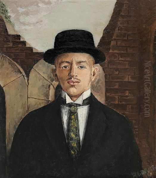 The Poet Vasily Kamensky In A Top Hat, 1917 by Edouard Gustavovich Shiman