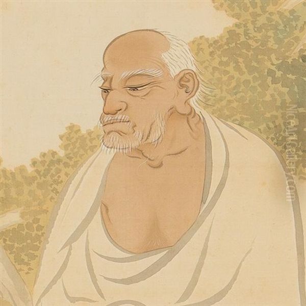 Old Man Oil Painting by  Shimomura Kanzan (Seizaburo)