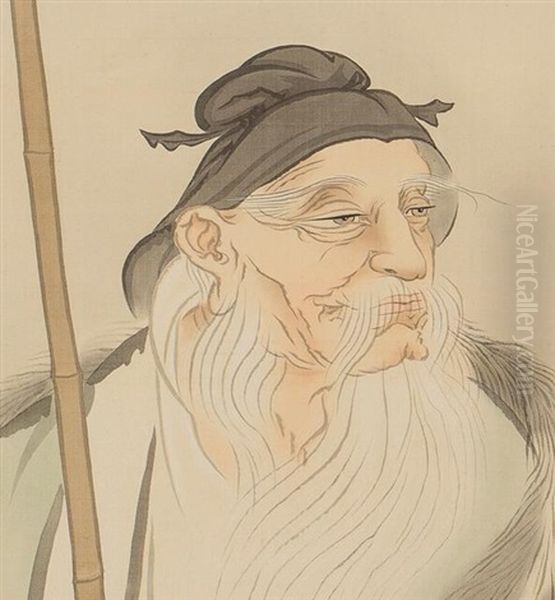 Old Man Oil Painting by  Shimomura Kanzan (Seizaburo)