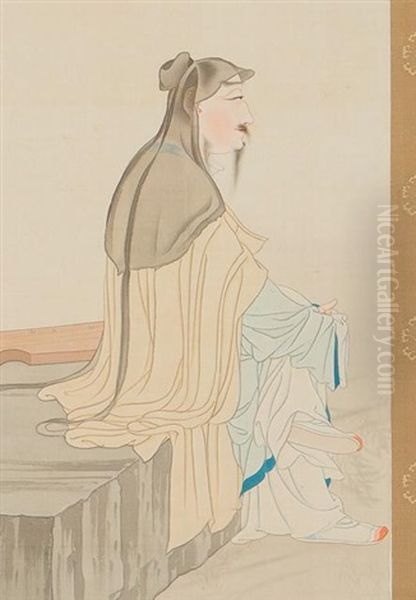 Hermit Oil Painting by  Shimomura Kanzan (Seizaburo)