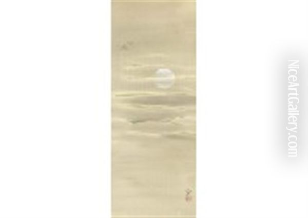 Eveningmoon Oil Painting by  Shimomura Kanzan (Seizaburo)