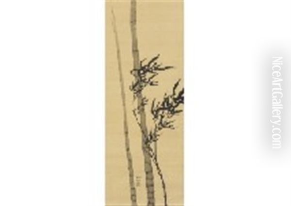 Bamboo Oil Painting by  Shimomura Kanzan (Seizaburo)