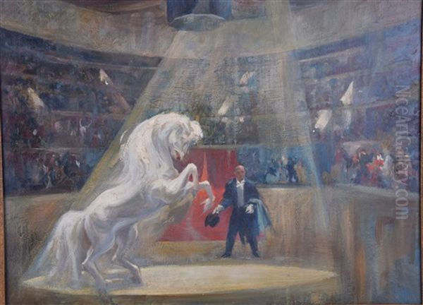 Indian Council Oil Painting by Everett Shinn