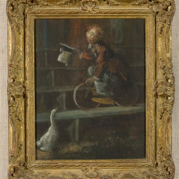 Clown On A Bicycle Oil Painting by Everett Shinn