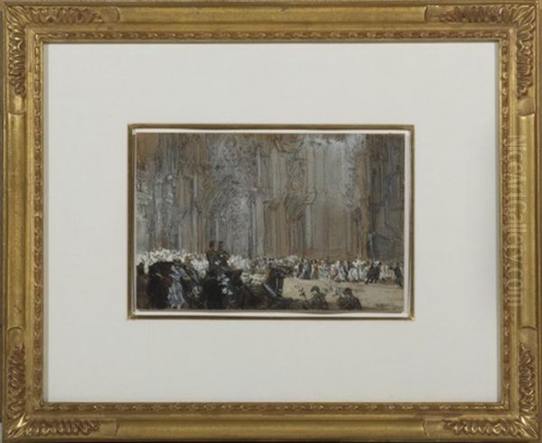 St. Patrick's Cathedral, Easter Sunday Oil Painting by Everett Shinn