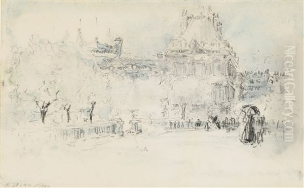 Luxembourg Gardens Oil Painting by Everett Shinn