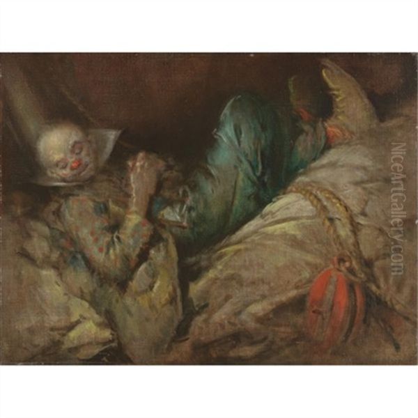 Sleeping Clown Oil Painting by Everett Shinn