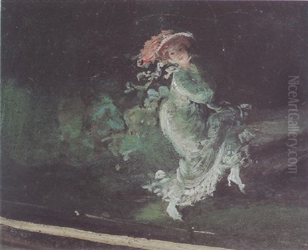 Girl In White Cakewalking Oil Painting by Everett Shinn