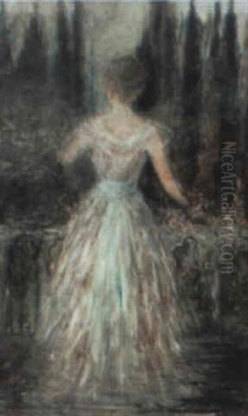 Woman On A Terrace Oil Painting by Everett Shinn