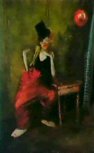 Clown Antics Oil Painting by Everett Shinn