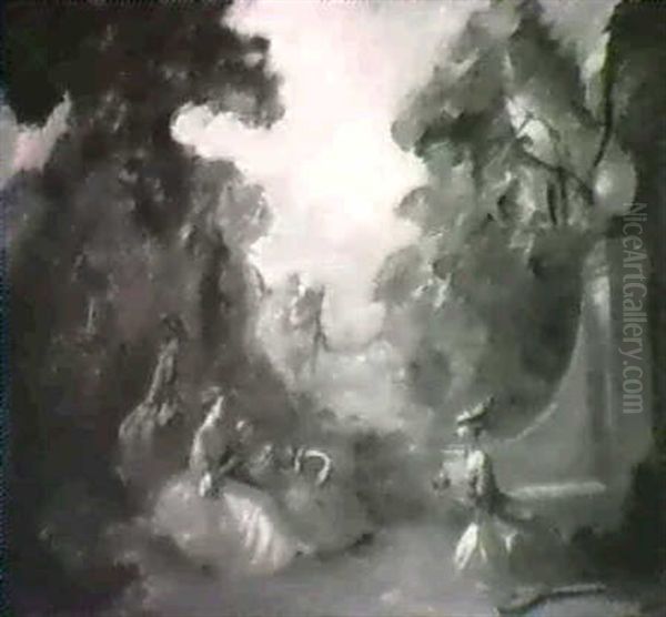 Ladies In A Garden Oil Painting by Everett Shinn