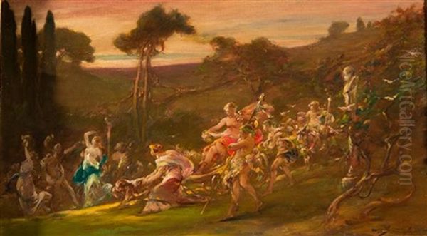 The Bacchanale Oil Painting by Walter Shirlaw