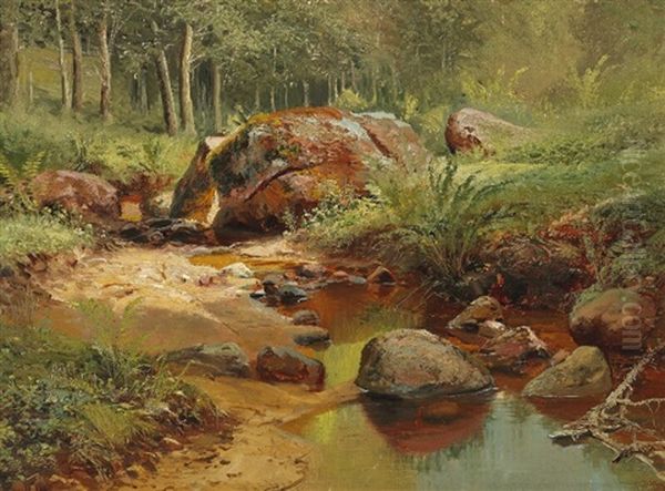 Russian Spring Landscape With A Serpentine Stream Oil Painting by Iwan Iwanowicz Shishkin