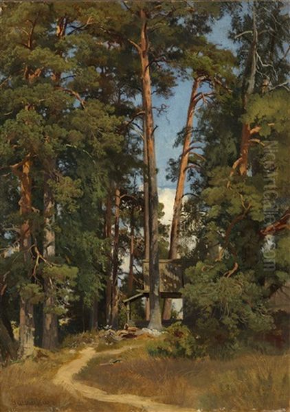 Hut In The Forest Oil Painting by Iwan Iwanowicz Shishkin