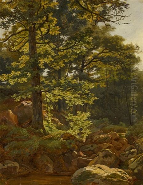 Waldlandschaft Mit Bachlauf Oil Painting by Iwan Iwanowicz Shishkin