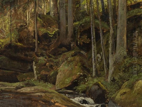 Forest Stream Oil Painting by Iwan Iwanowicz Shishkin