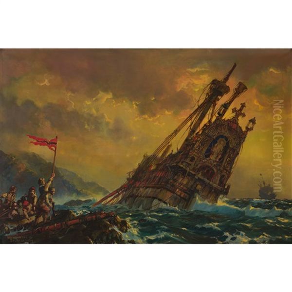 The Last Of The Armada Oil Painting by Kenneth Shoesmith