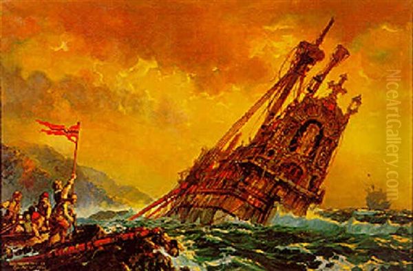 The Last Of The Armada Oil Painting by Kenneth Shoesmith