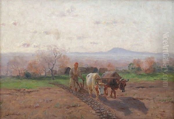 Scene De Labours En Kabylie Oil Painting by John Lewis Shonborn