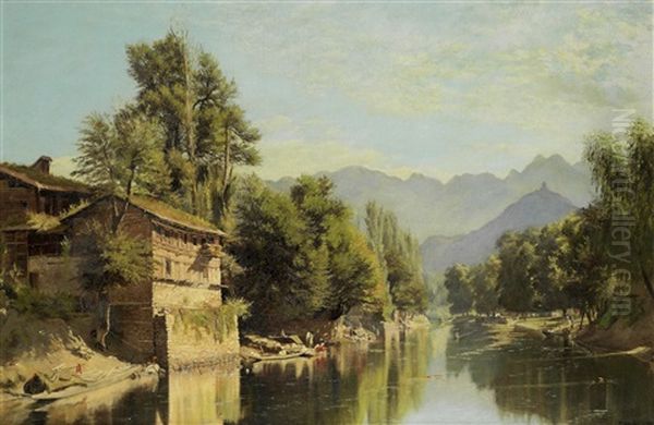 River Valleys In Kashmir (pair) Oil Painting by Frederick William John Shore