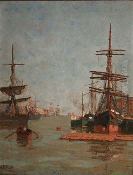 Shipping On The Liffey Oil Painting by Robert S. Shore