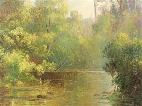 A Quiet River Oil Painting by William Henry Short Jr.