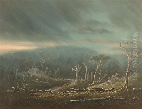 Droving In A Storm Oil Painting by William Short Sr.