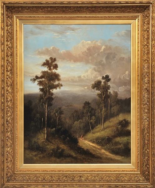 Figure On A Bush Track (kyneton Landscape?) Oil Painting by William Short Sr.