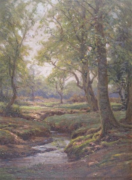 A New Forest Stream Oil Painting by Frederick Golden Short